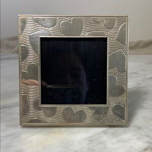 Rare Vintage Tiffany & Co. Sterling Silver Squared Photo Frame Hearts Engraved